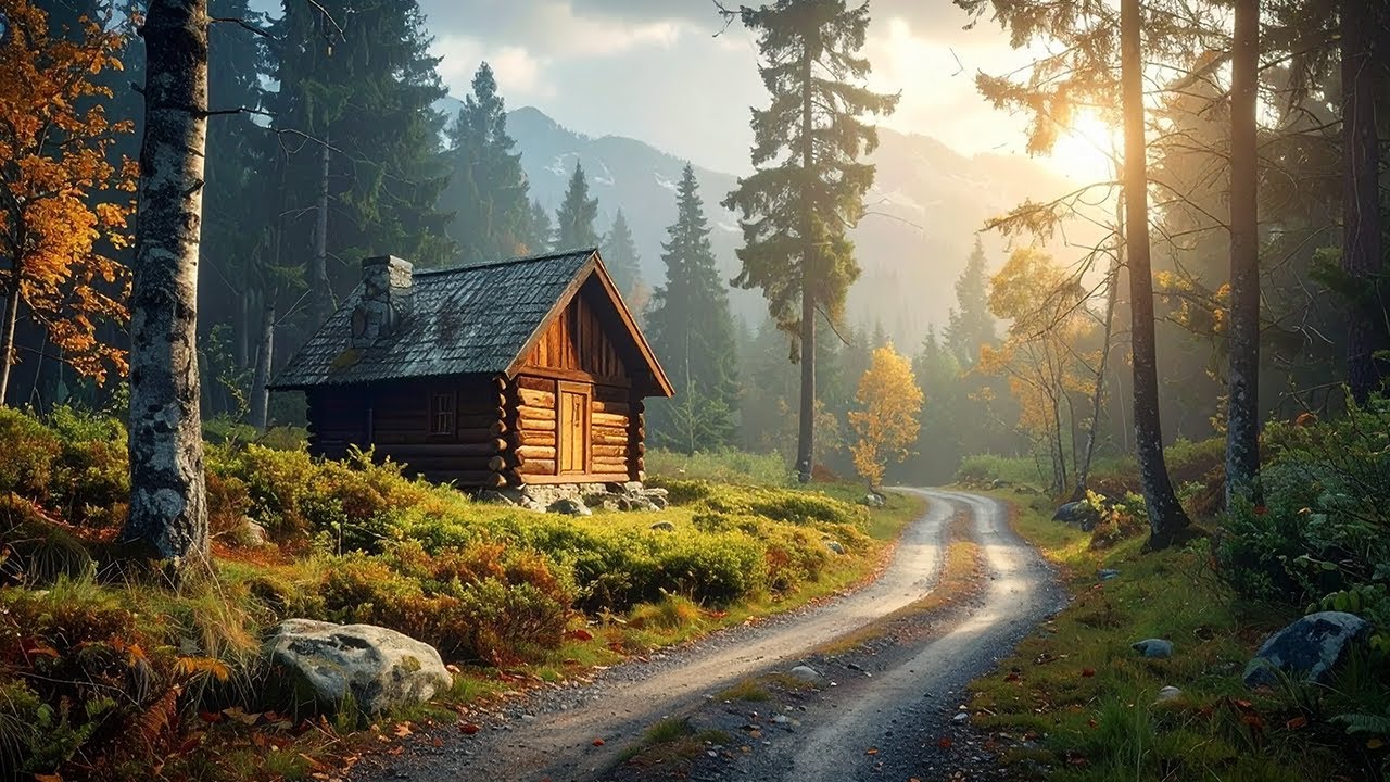 Morning Foggy Forest Ambience | Relaxing Birds & Wind Sounds on a Mountain Forest Road