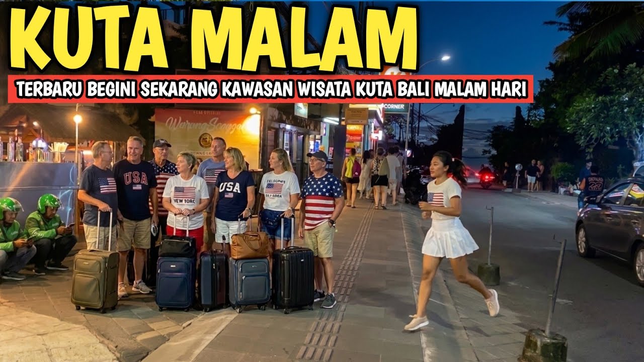 SUASANA KUTA BALI SAAT MALAM HARI DI JL PANTAI KUTA BALI