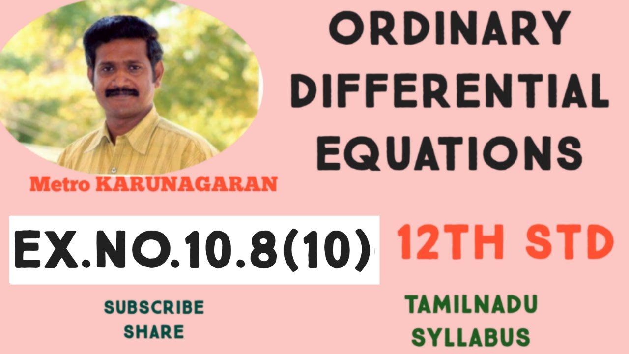 12th Std Maths Ex.10.8(10) A tank initially contains 50 l of pure water. Starting at the time t= 0 a