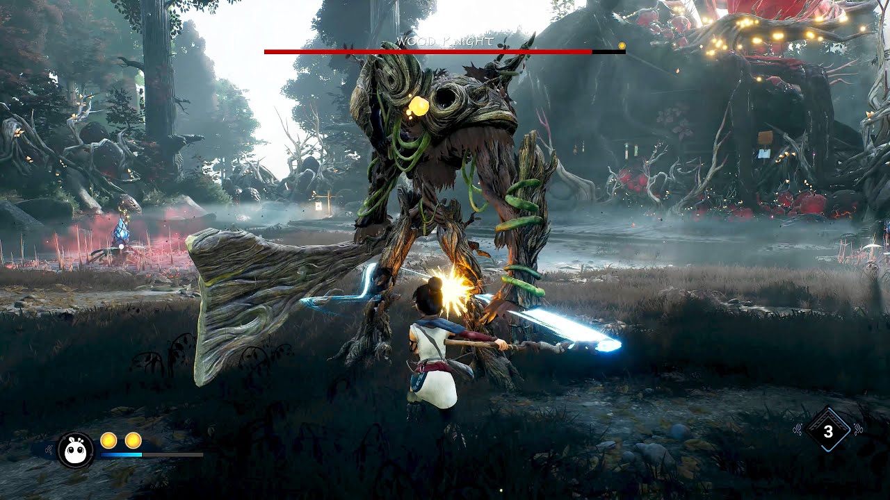 Kena: Bridge of Spirits - Wood Knight Boss Gameplay - PS5 4K 60FPS