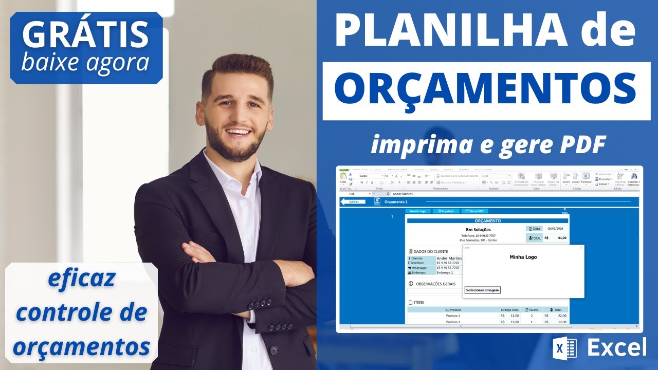 💻Planilha Grátis de Orçamento para Clientes Excel - Imprimir e Gerar PDF
