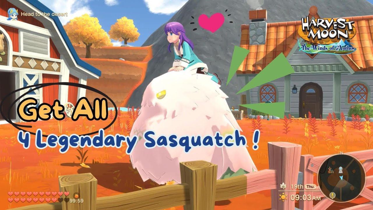 All 4 Secret Locations Of Legendary Sasquatch Harvest Moon The Wind of Anthos DLC