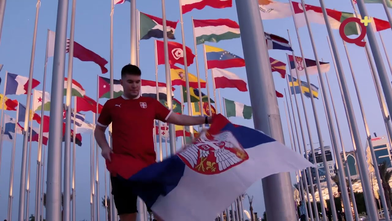 Football fans celebrate at Doha&rsquo;s Flag Plaza