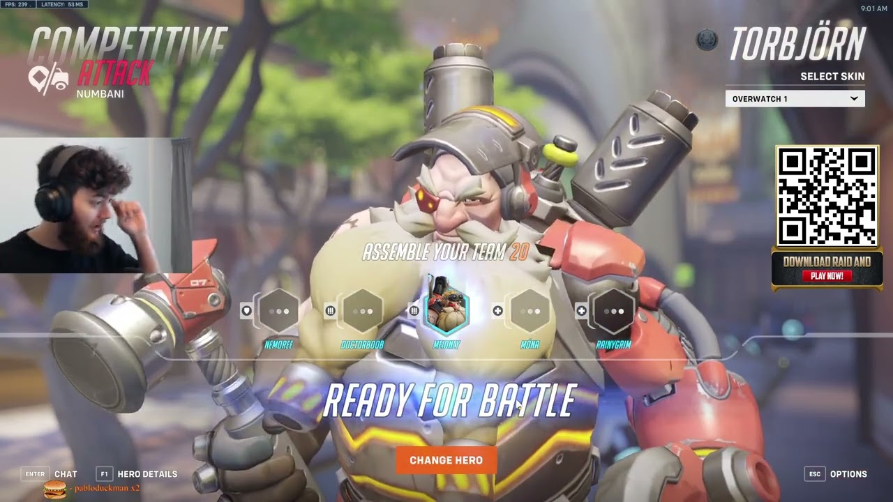 Dafran TORBJORN COMPETITIVE Gameplay! [ OVERWATCH VOD Replays ]