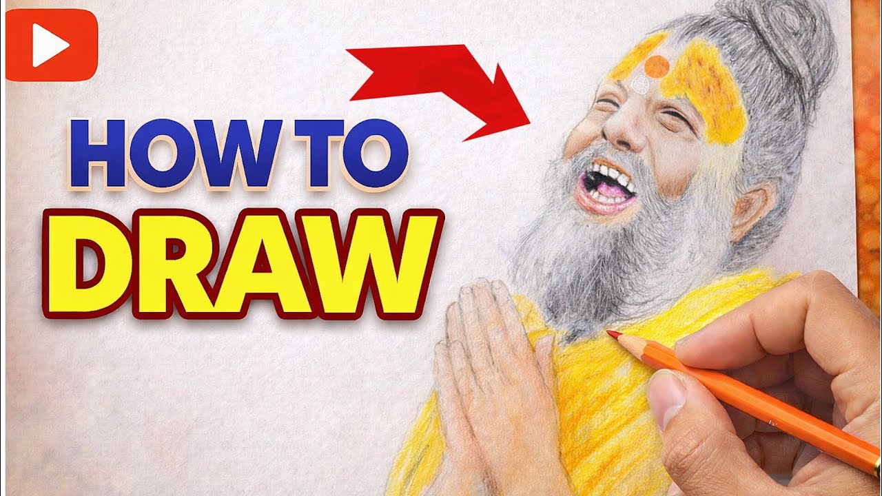 Premanand Maharaj Ji Colour Drawing | Step by Step Art 🎨 |