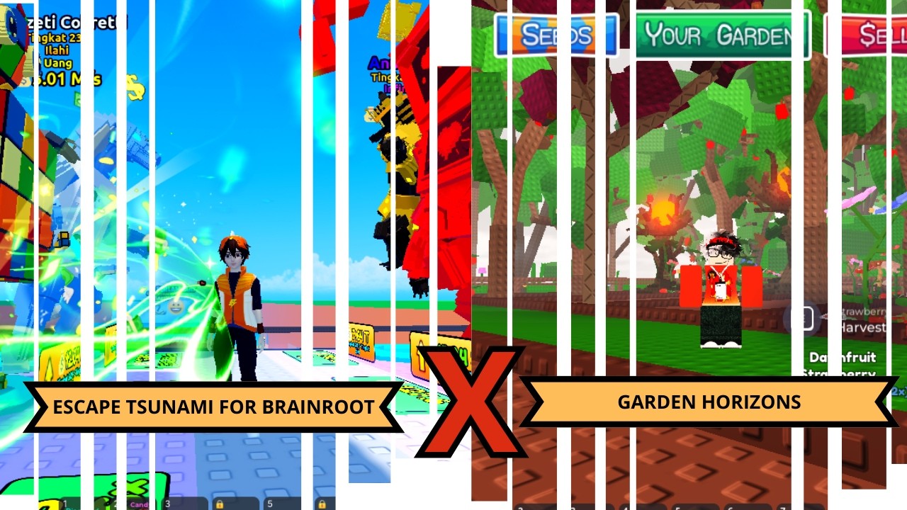 NGABUBURIT ESCAPE TSUNAMI BRAINROT || GARDEN HORIZONS ROBLOX LIVE #robloxshorts  #robloxedit