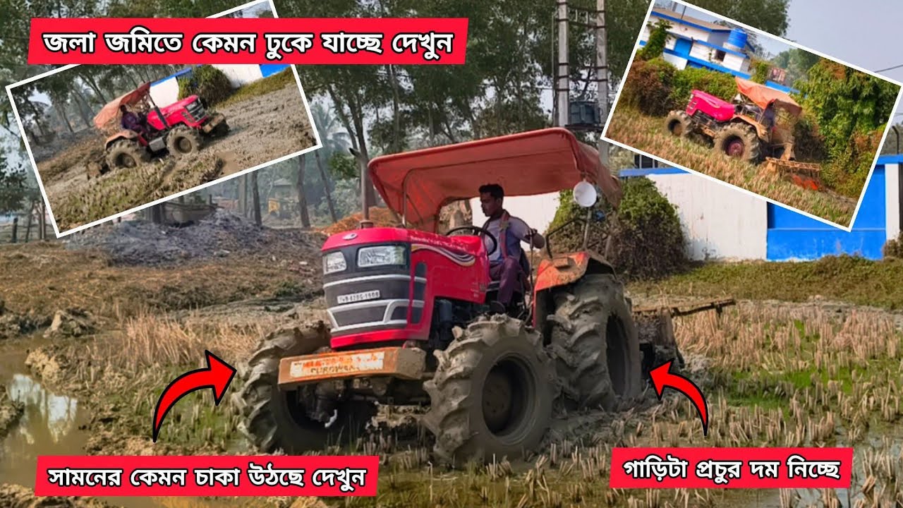 Mahindra 585 tach+ tractor deep mud performance🤯 জলা জমিতে কেমন টানছে দেখুন
