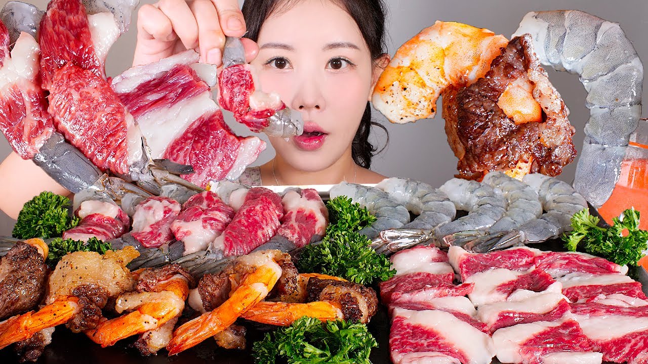 차돌육회 X 생새우 콜라보🥓🦐 생차돌박이 생새우회 차돌돌말이 먹방 Raw Beef Brisket & Raw Shrimp [eating show] mukbang korean food