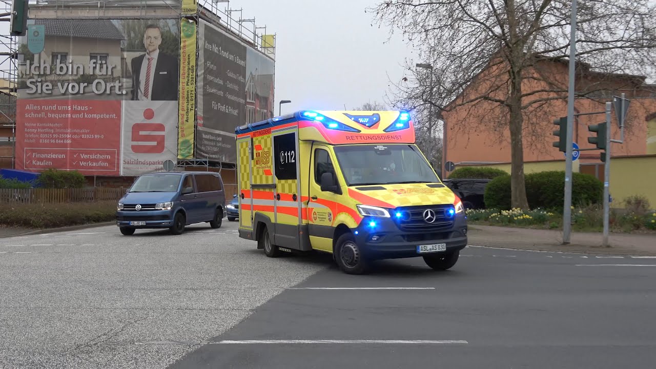 [Neue Fahrzeuge 🚑] Einsatzfahrten ASB Aschersleben + RTW 83/1 RW Schadeleben