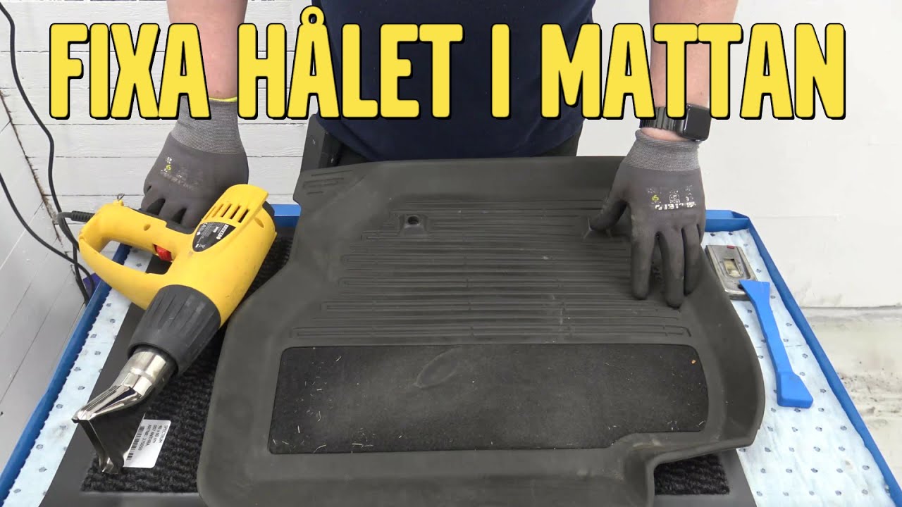 Så här lagar jag gummimattan i bilen som är lite nött och gör lite mattvård.