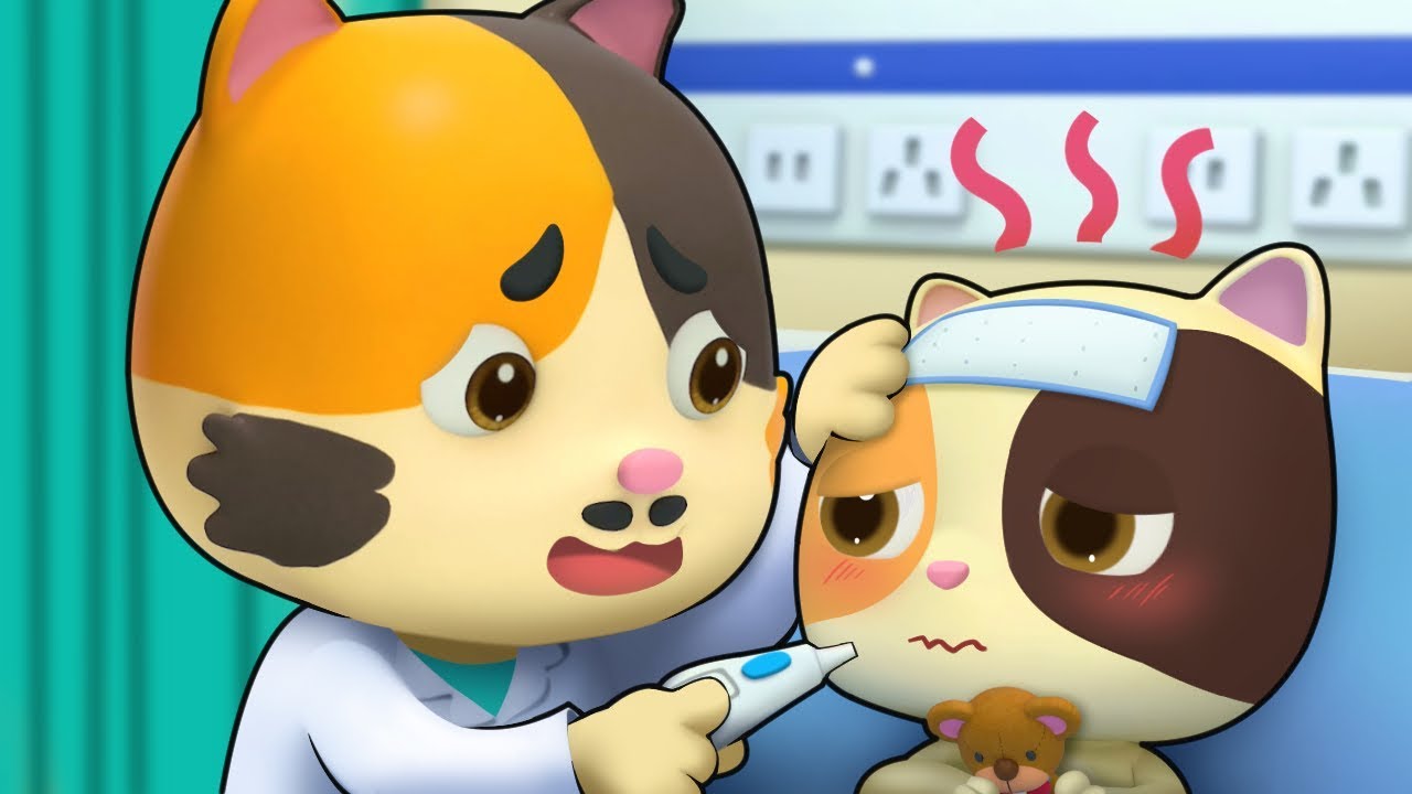 Baby Kitten is Sick | Pretend Play with Doctor Toys | Sick Song, Doctor Song | BabyBus Cartoon