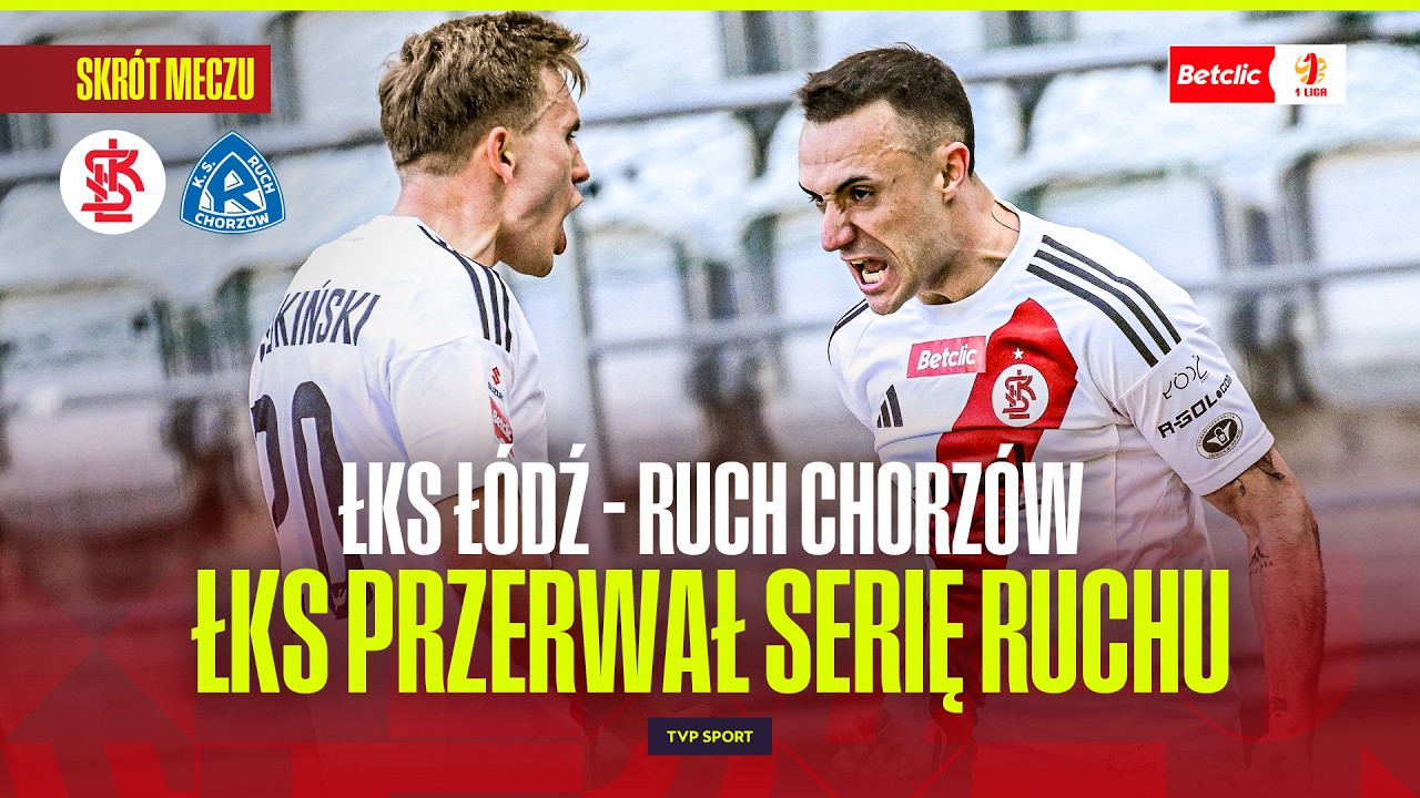 SKR&Oacute;T: ŁKS Ł&Oacute;DŹ - RUCH CHORZ&Oacute;W. ŁKS ZATRZYMAŁ RUCH. BETCLIC 1 LIGA - 26. KOLEJKA