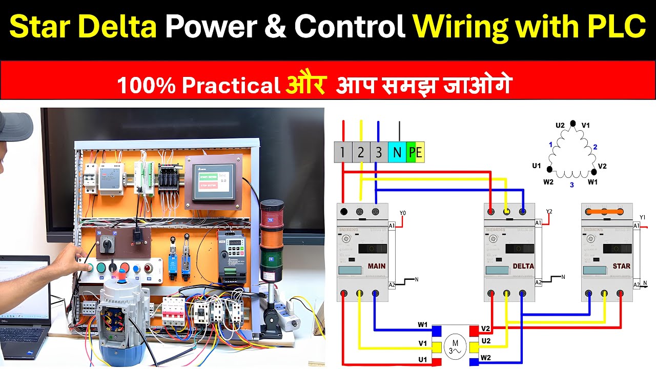 Star Delta Power & Control Wiring with PLC | PLC से Star Delta Starter Programming सीखें