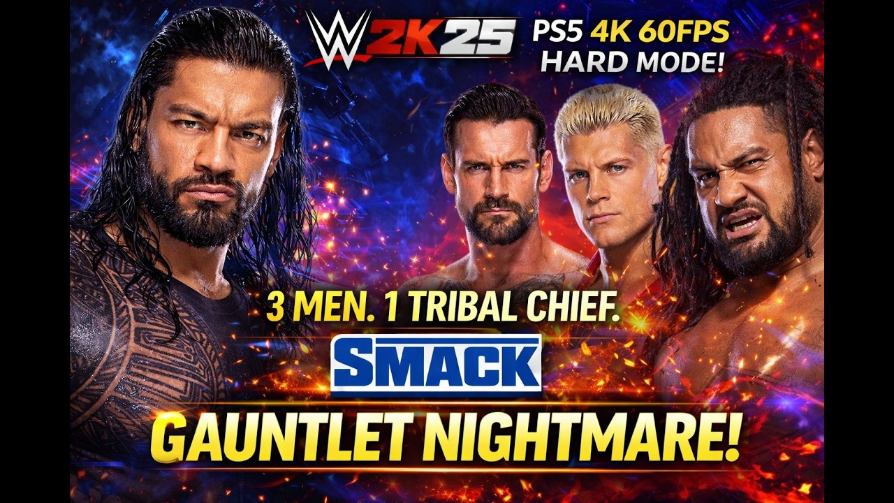 Roman Reigns Survives CM Punk, Cody Rhodes & Jacob Fatu? WWE 2K25 Gauntlet Match (PS5 4K 60FPS HARD)