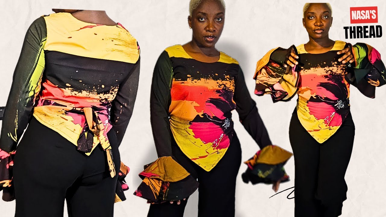 How to Cut and Sew this Trendy Basque Waist Top With Double Flare Sleeves