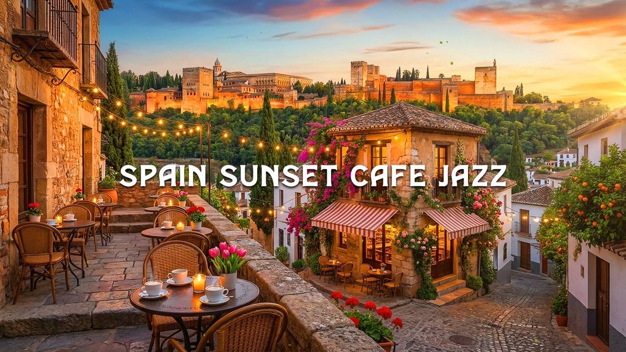 Granada Spain Sunset Cafe Jazz 🇪🇸 Bossa Nova Terrace | Smooth Piano Jazz for Focus, Study & Relax