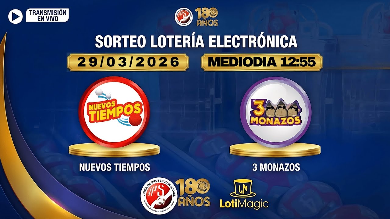 Sorteo JPS EN VIVO 29/03/2026 | 3 Monazos y Nuevos Tiempos (MEDIOD&Iacute;A) | LotiMagic