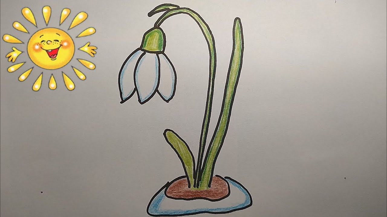 Як намалювати простий малюнок ПІДСНІЖНИК/Как нарисовать ПОДСНЕЖНИК/Simple drawings/Snowdrop