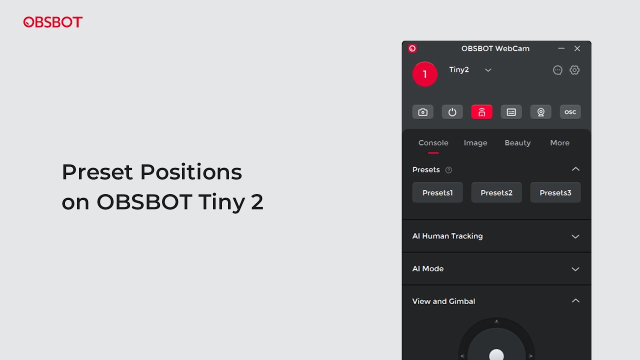 OBSBOT Tiny 2 | Preset Positions