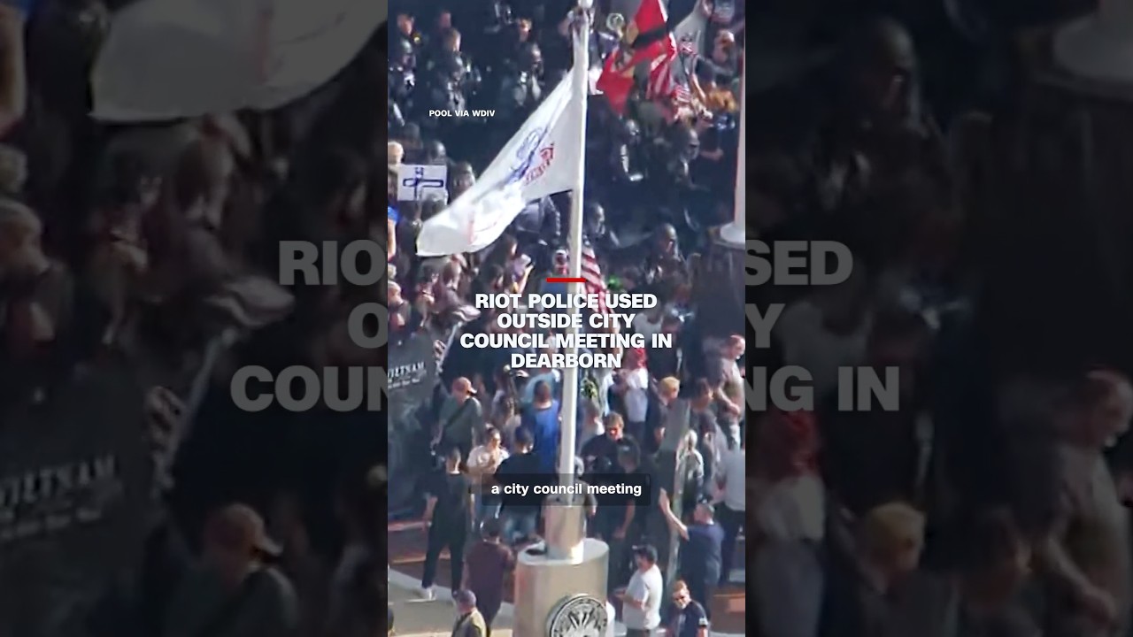 Riot police used outside city council meeting in Dearborn