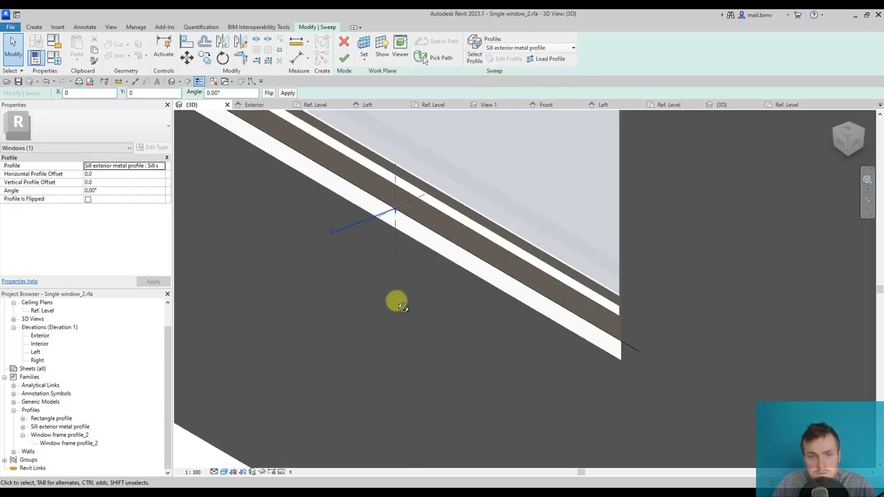 REVIT FAMILIES COURSE:  Module 4 | 6. Window family - sill in Revit