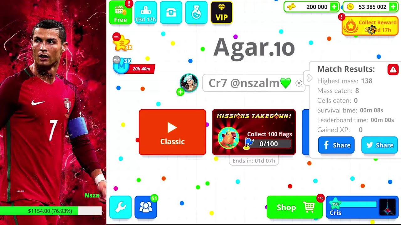 بث اقاريو كريستيانو - حياكم الله 🔥😤 - Live CR7 Agar.io