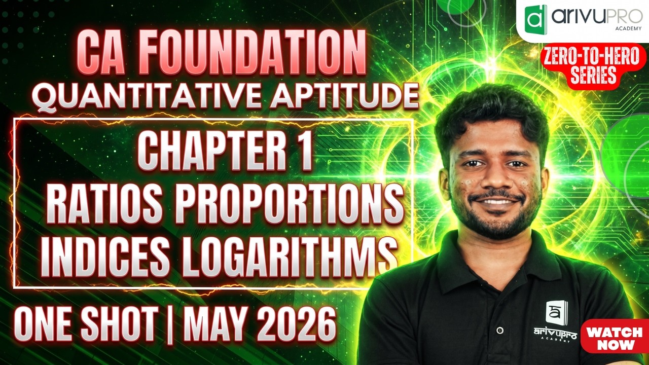 CA Foundation | Quantitative Aptitude English | Chapter 1: Ratio Proportion, Indices, Log | Nithin