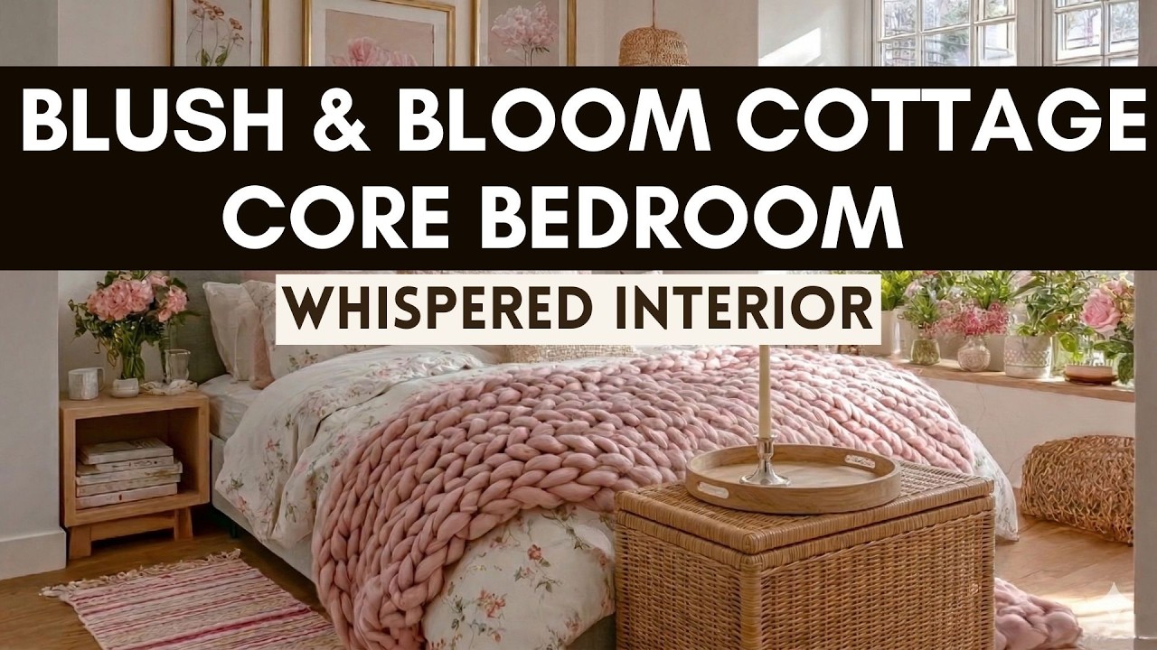 🌙🌺 Blush & Bloom Cottage Core Bedroom  | Whispered Sleep Interior Storytelling🕯️#asmr