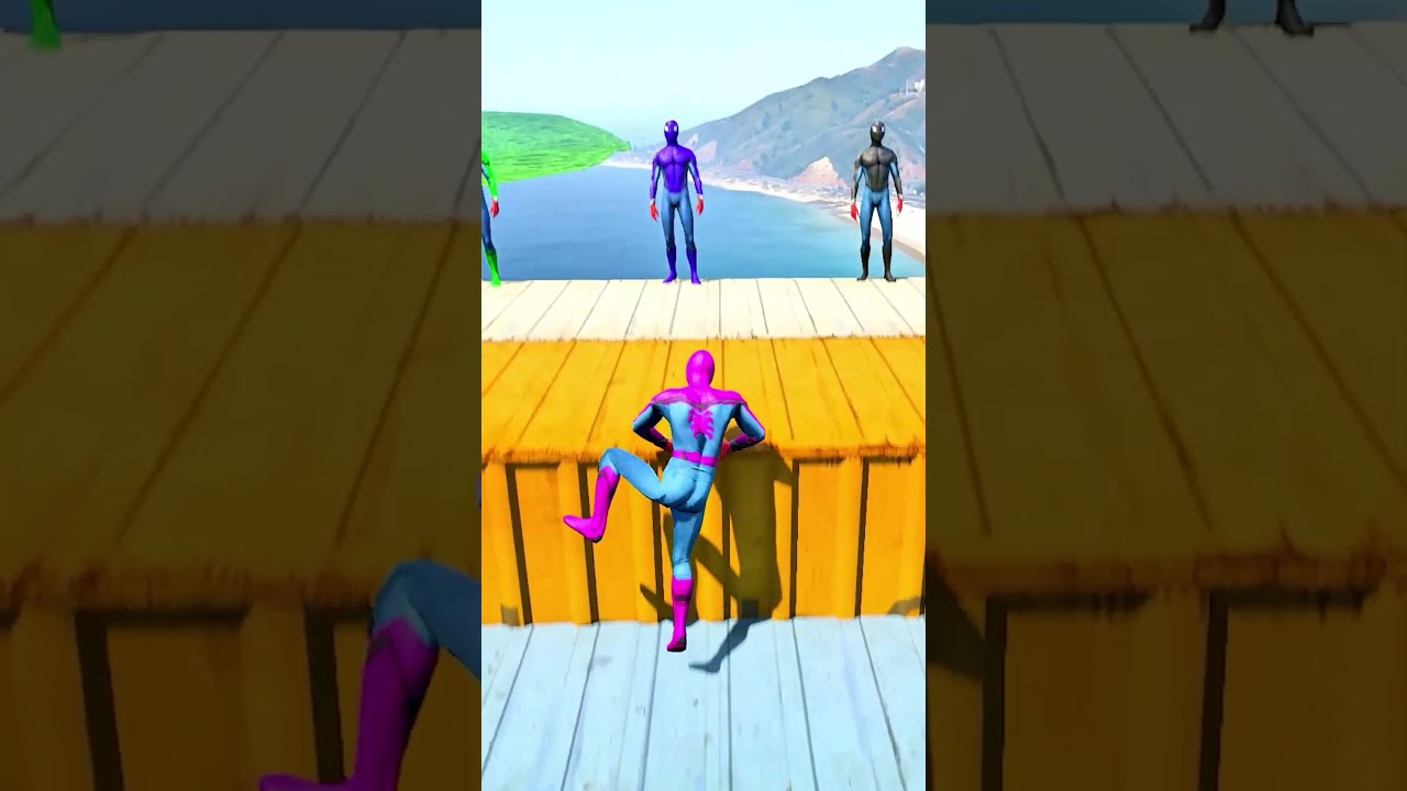 GTA V - PINK MINION SUPER JUMP WITH COLOUR MINIONS BUT ALL Monines?Ep.706 #Shorts