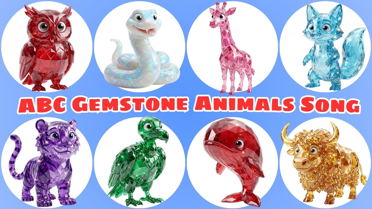 ABC Gemstone Animals Song 💎🐾 Learn Alphabet A&ndash;Z with Cute Animal Sounds for Kids Fun Video 🎶