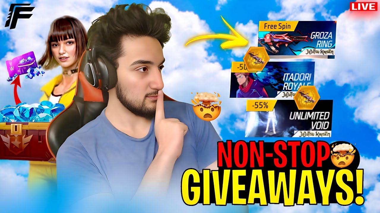 LIVE 🔴 Free Fire GIVEAWAYS 🎁 | Gojo Bundle + Diamond Rewards + Custom Rooms 😱