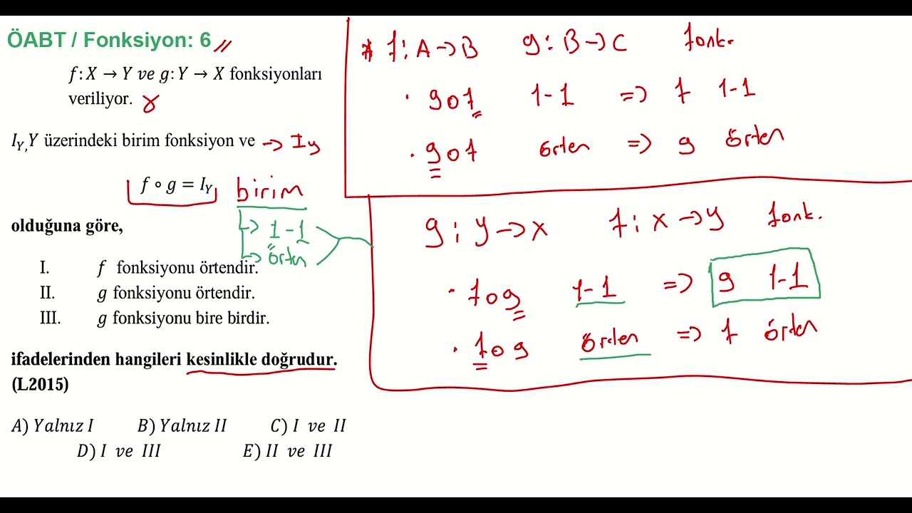 ÖABT Matematik / Çıkmış Fonksiyon Sorusu Çözümü - 6 (L2015)