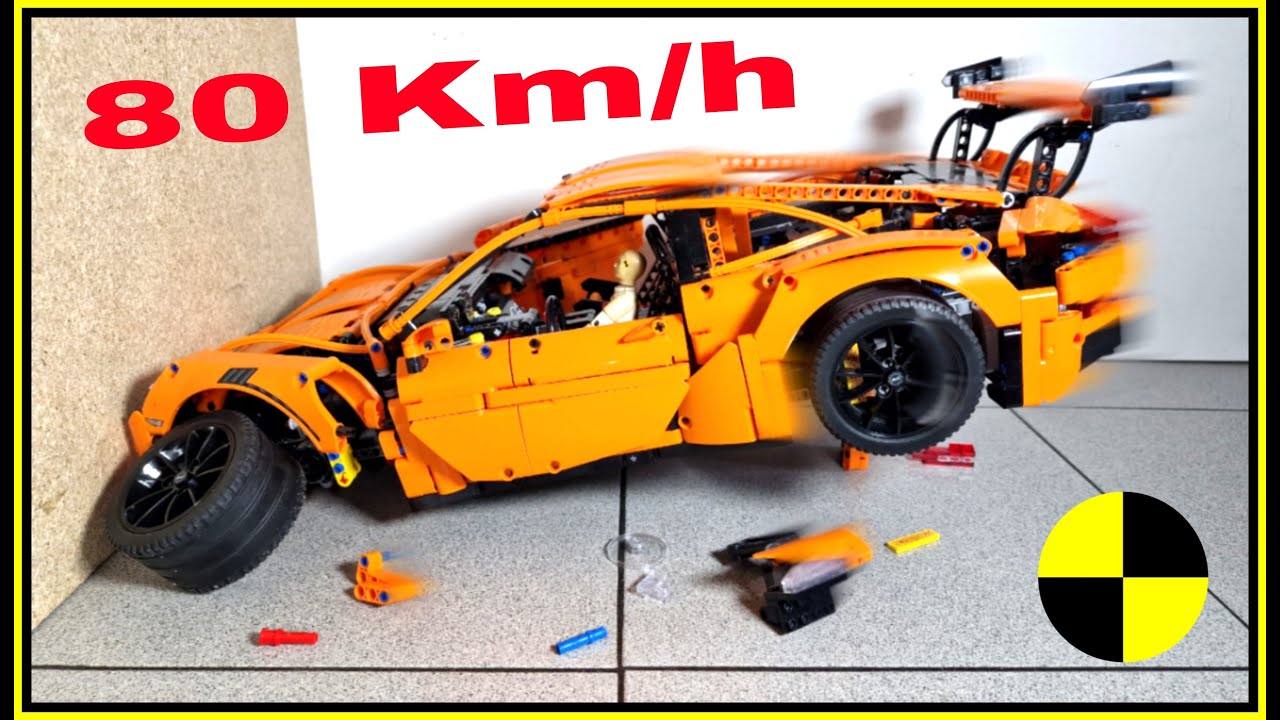 Lego 42056 CRASH 🚨 80 KM/H 🚨 Lego car crash test - Lego Technic Porsche 911