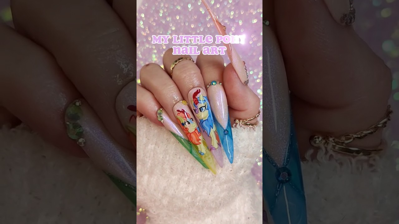 My little Pony Nail Art 🌈 #nails #mylittlepony #littlemix #nailartbrushes #nailart #hack