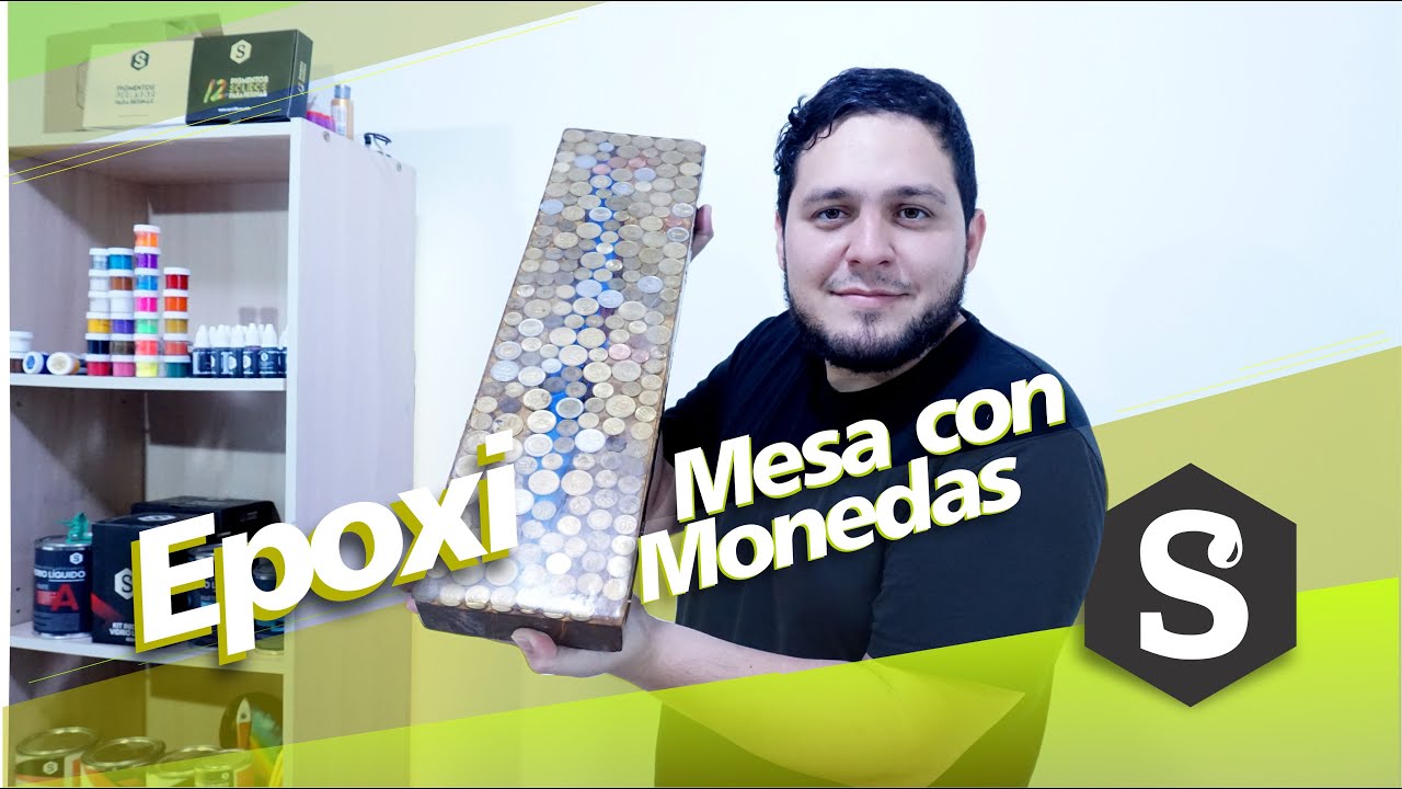 Mesa de resina epoxi cristal con monedas PARTE 2