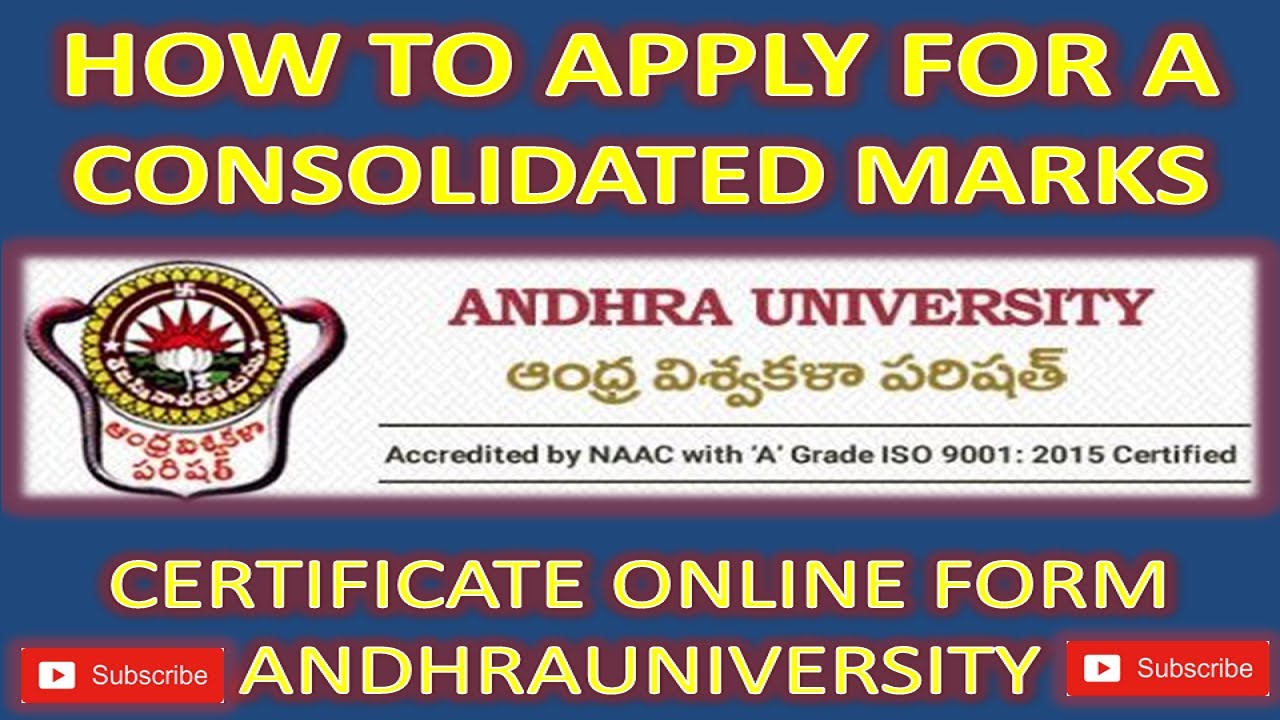 HOW TO APPLY ONLINE MBA CONSOLIDATED MARKS CERTIFICATE FROM ANDHRA UNIVERSITY.