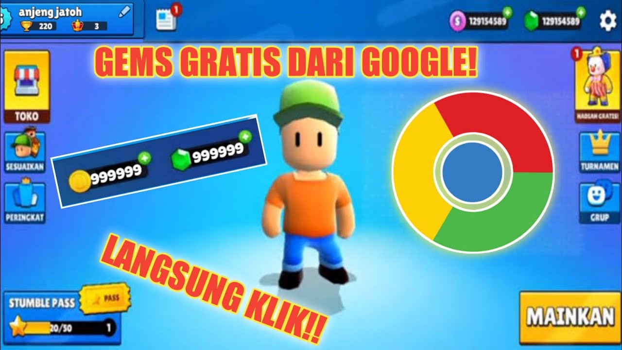 cara mendapatkan gems stumbel guys gratis dari Google terbaru 2022 • gems gratis dari Google