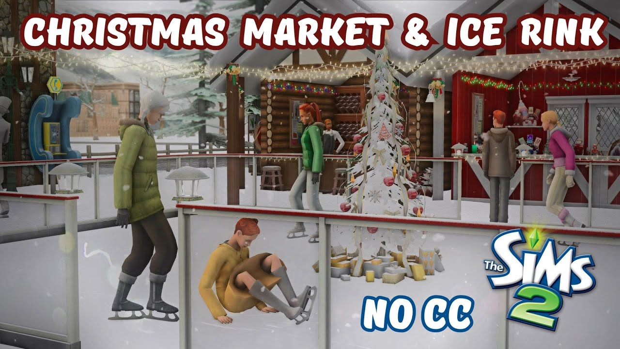 Functional Christmas Market & Ice Rink for The Sims 2 ☃️ Speed Build No CC 🎄