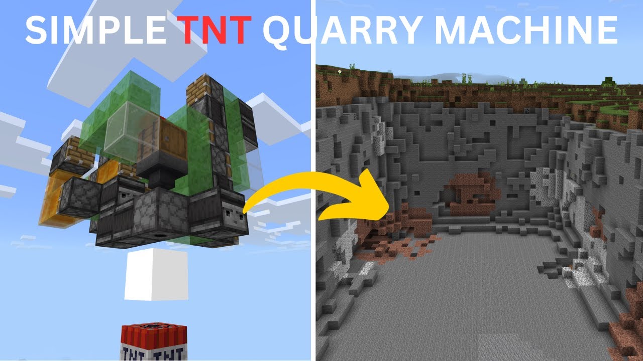 Simple TNT Quarry machine ( World Eater ) Tutorial : Minecraft bedrock edition 1.20