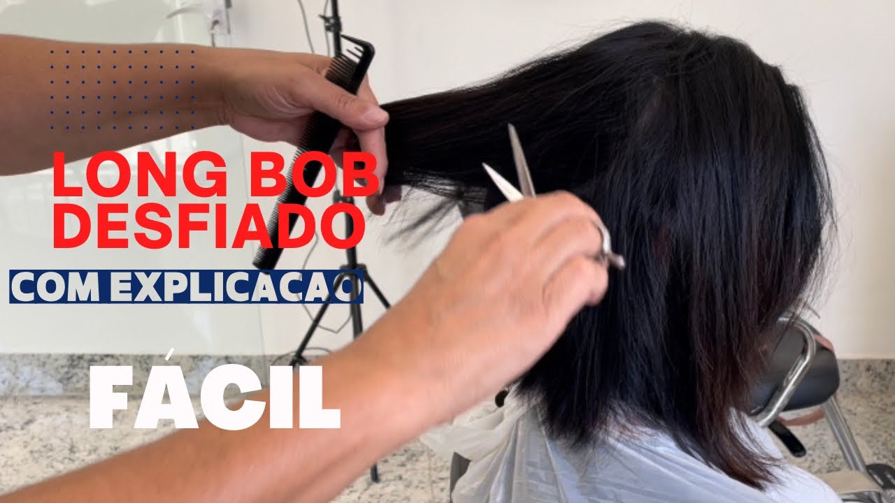Como CORTAR LONG BOB desfiado em cabelo com Progressiva
