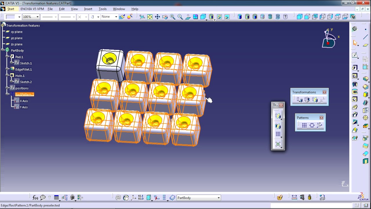 Transformation Features- CATiA Part Design Workshop for Beginners