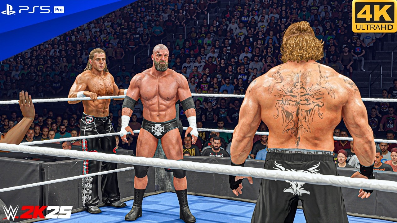 WWE 2K25 - Brock Lesnar Vs Triple H , Michaels - 3 on 1 Handicap Match | PS5™ Pro [4K60]