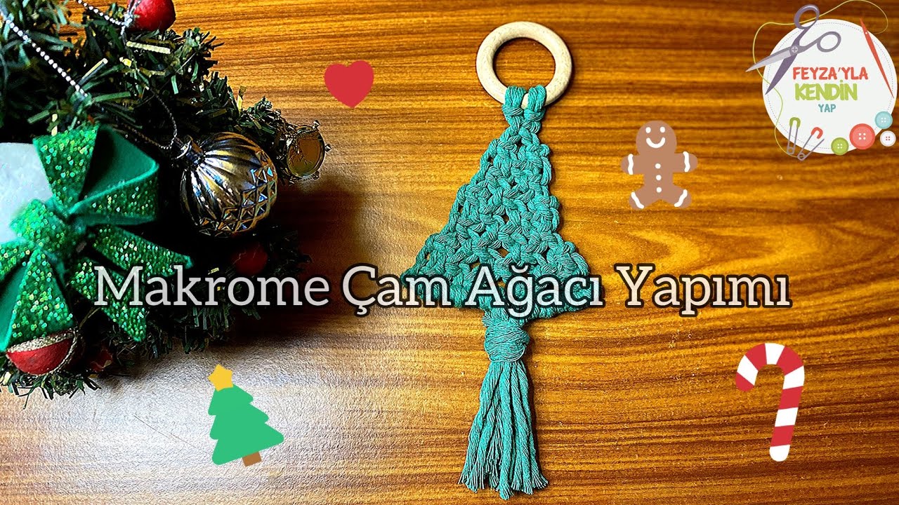 Yılbaşı Çam Ağacı Süs ve Anahtarlık Yapımı (MAKROME) MACRAME CHRISTMAS TREE TUTORIAL | Macrame diy