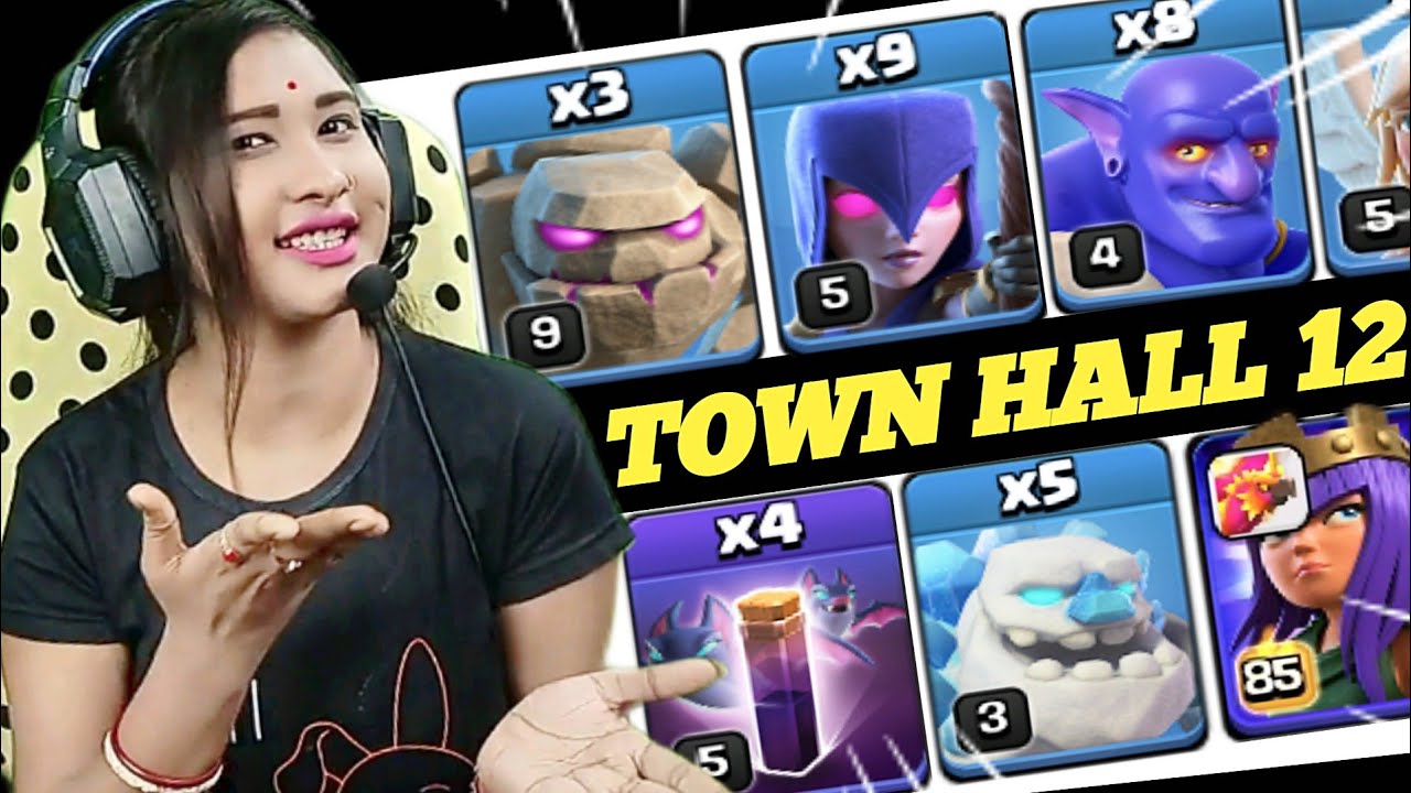 Queen Walk With Ice Golem Bowitch 3 Star Th12 Attack! Clash Of Clans