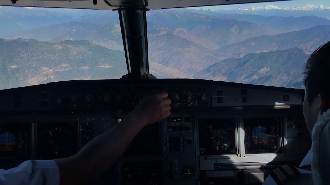 Landing at the most dangerous airport PARO BHUTAN. with Airbus A319 Reg: A5-RGF