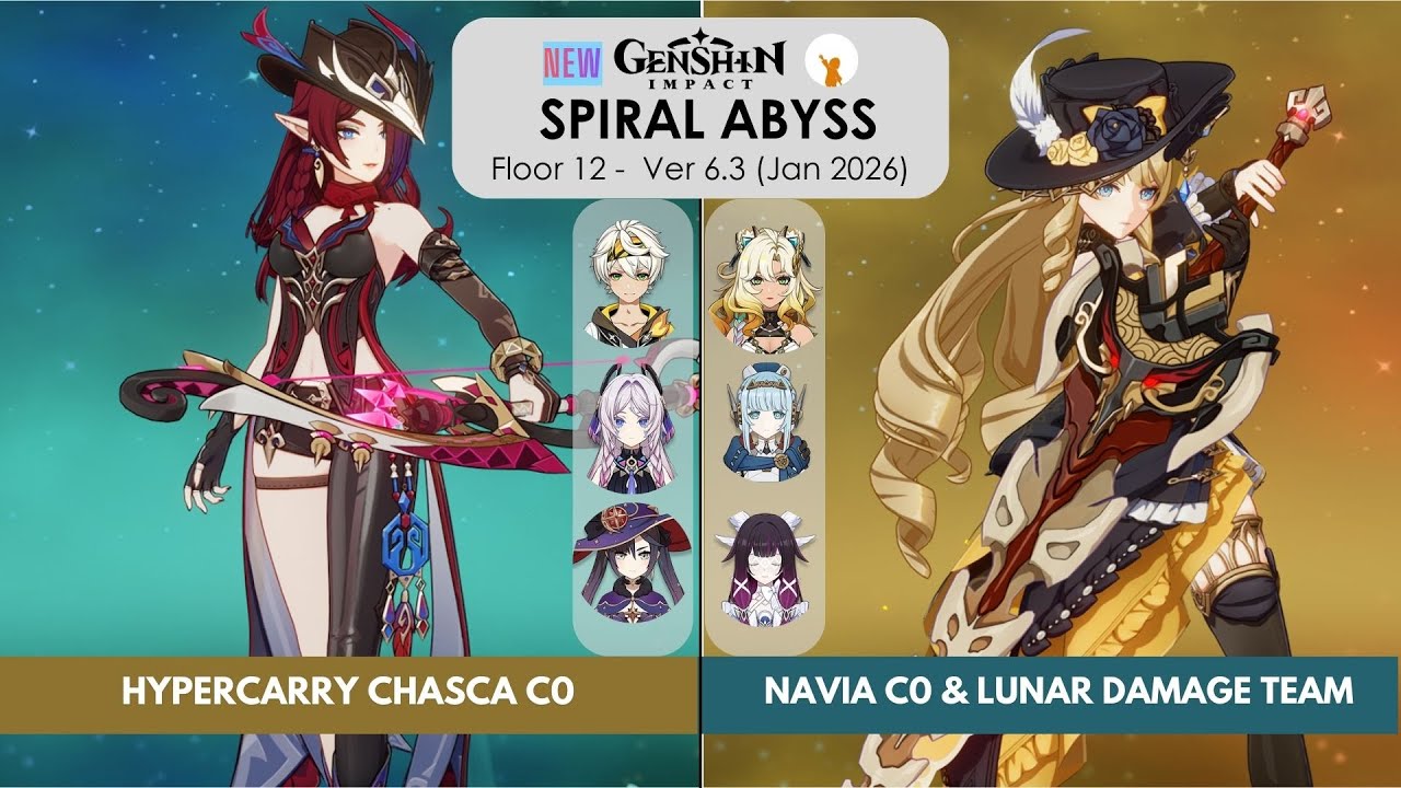 GI: Chasca Hypercarry C0 & Navia C0 Lunar Damage Team in New Spiral Abyss 6.3 Floor12