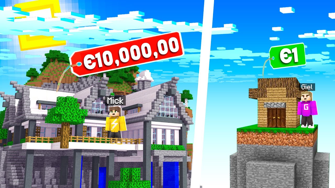 1 MINUUT vs 60 MINUTEN BERG HUIS Bouw CHALLENGE! (Minecraft)