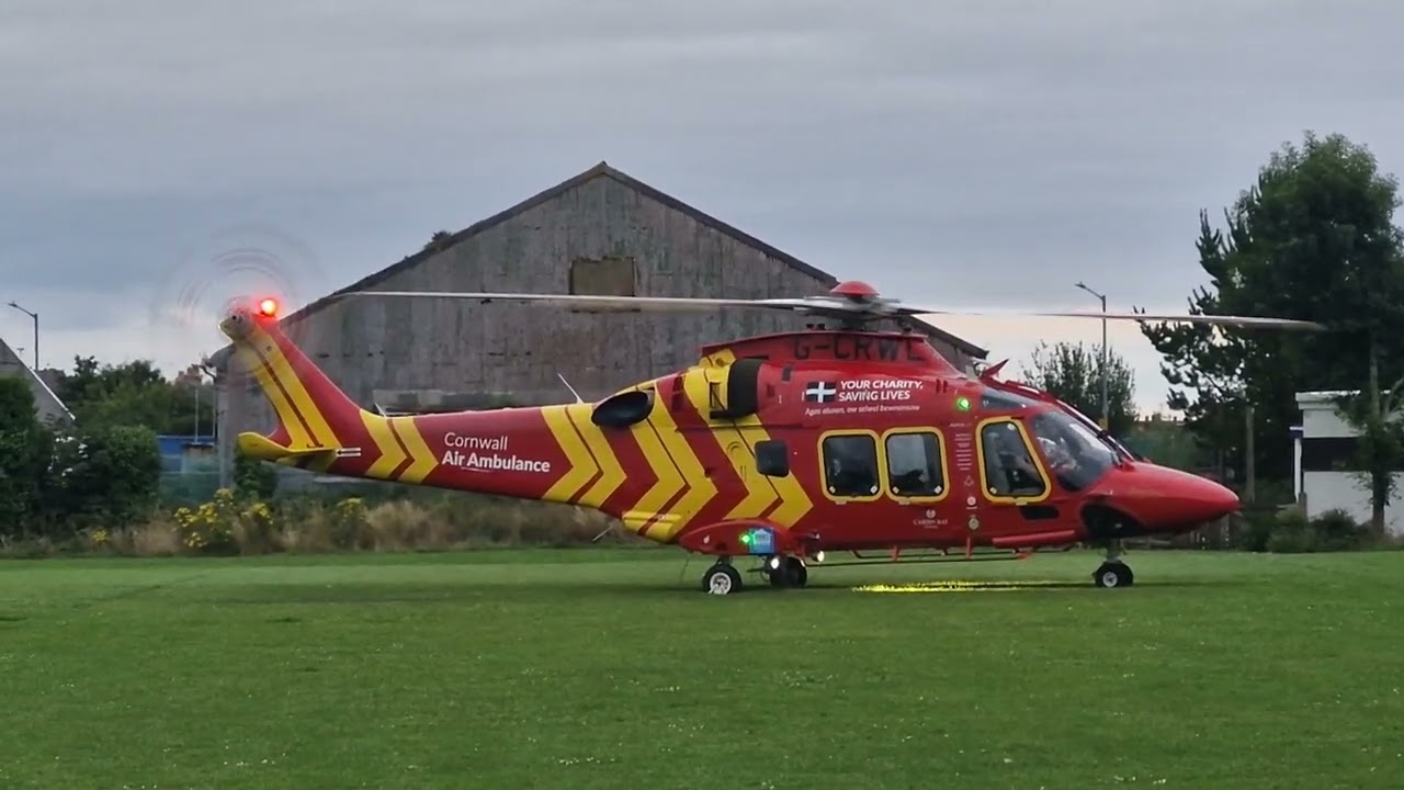 Cornwall Air Ambulance G-CRWL (HLE01) Taking Off At Torpoint Antony Road 23/07/24