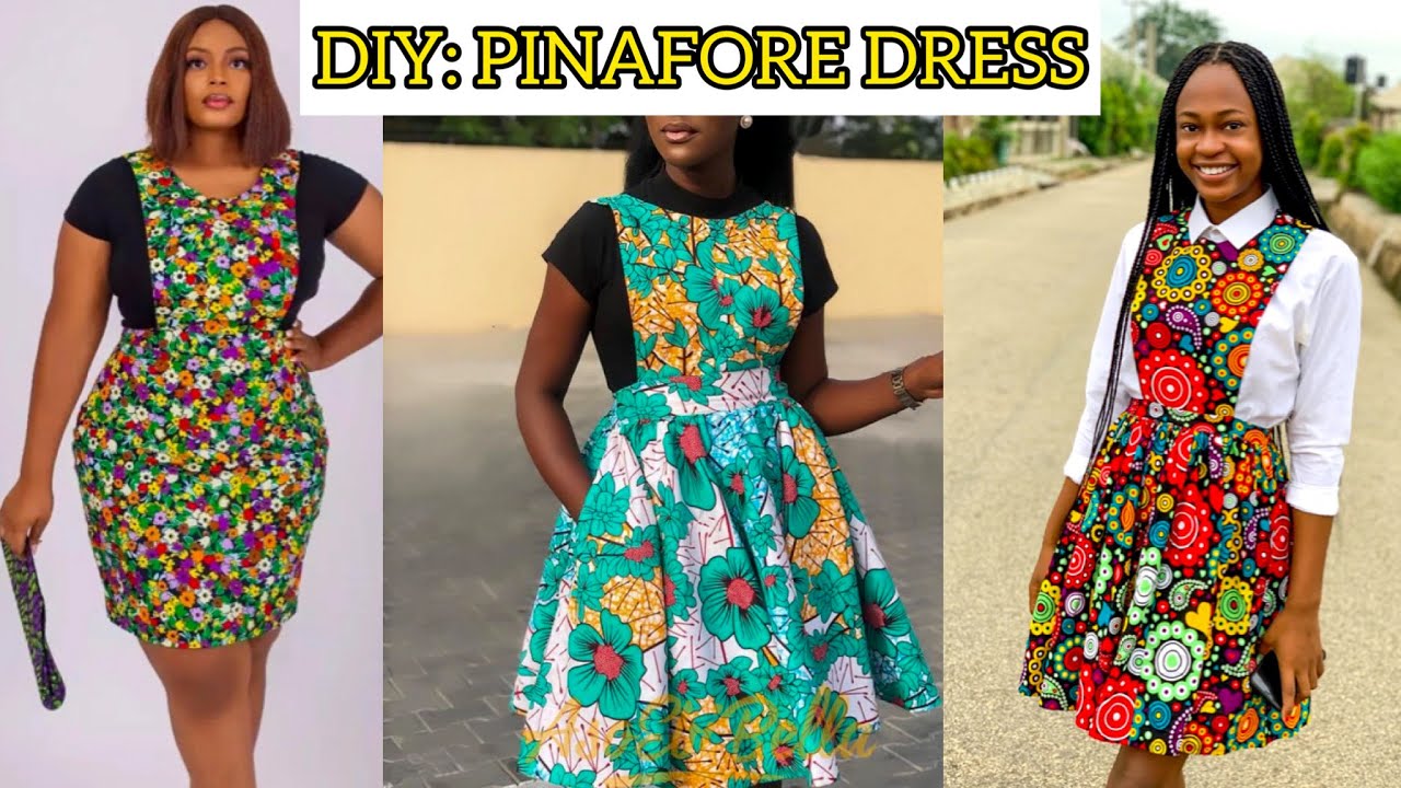 How to Cut and Sew a Simple Pinafore Dress||Step by step sewing a Short Dress Tutorial.