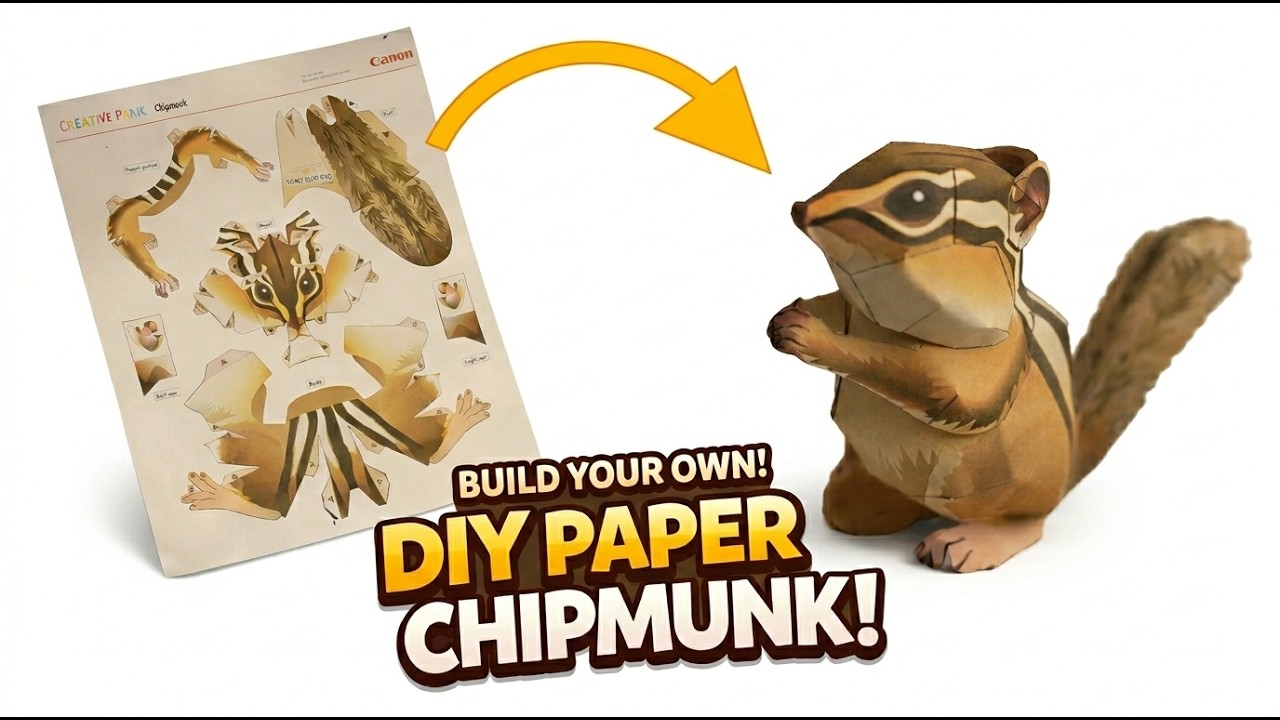 How to Make a Realistic Paper Chipmunk! 🐿️ DIY 3D Papercraft FREE Template